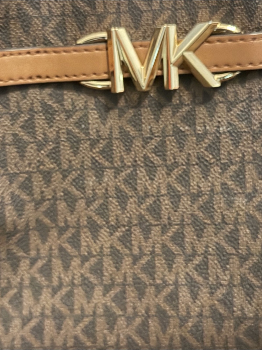 Michael Kors Brown Two-Tone Signature MK Satchel - Picture 5 of 6